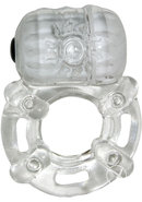 The Macho Crystal Collection Pulsating Erection Keeper Vibrating Cock Ring - Clear