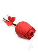 Inmi Bloomgasm Flutter Rose Rechargeable Silicone Sucking Rose With Butterfly Teaser - Red/gold