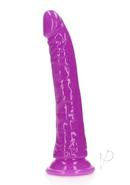 Realrock Slim Glow In The Dark Dildo With Suction Cup 7in - Purple